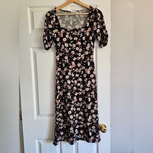 All in Favor Pink and White Sheath Dress with Puff Sleeves